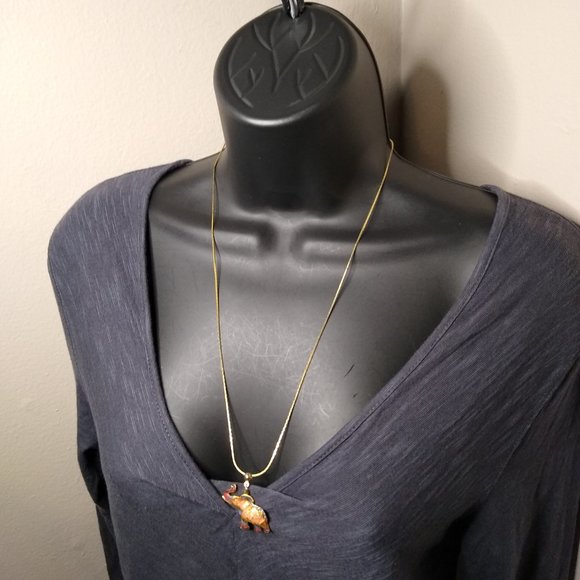 Pink And Blue Lucky Elephant Pendant Necklace 24 Inches - Picture 3 of 16